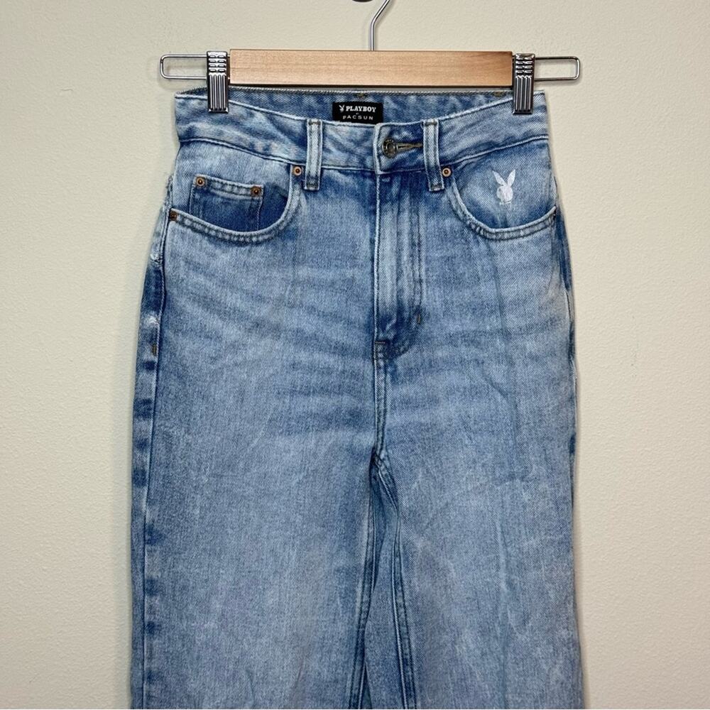 PLAYBOY by Pacsun High Waisted Rainbow Distressed Booty Boyfriend Jeans Size 23 - Picture 5 of 8